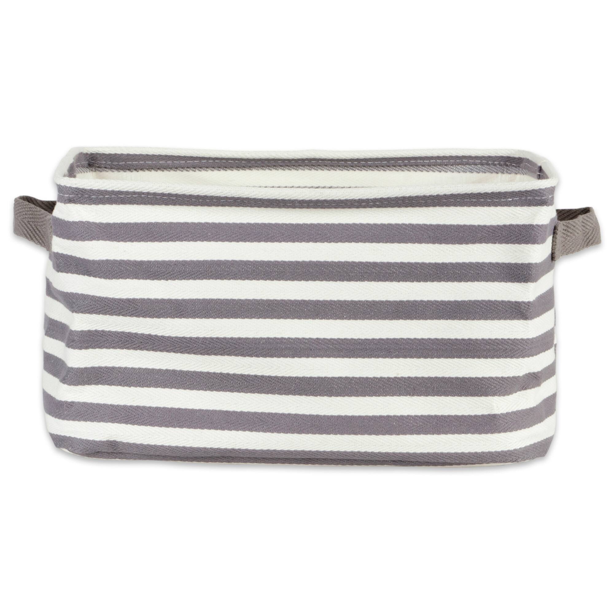 DII® Small Gray & White Herringbone Striped PE-Coated Cotton Laundry Bins, 2ct.